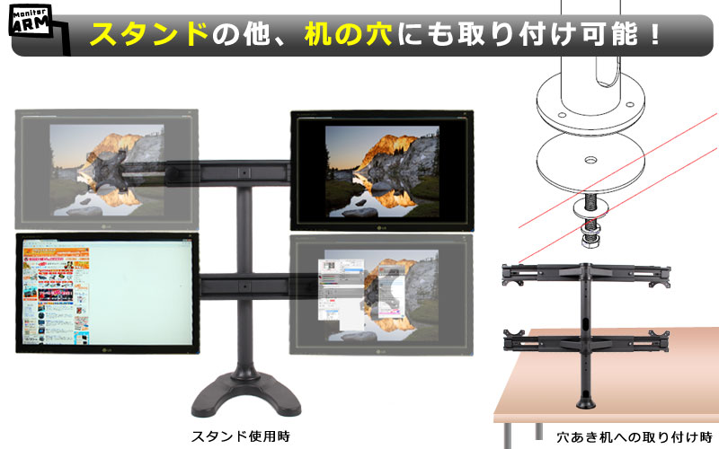 フレキシブル4面モニタースタンド２-サンコー株式会社 事業者向けネット仕入れ・卸サイト