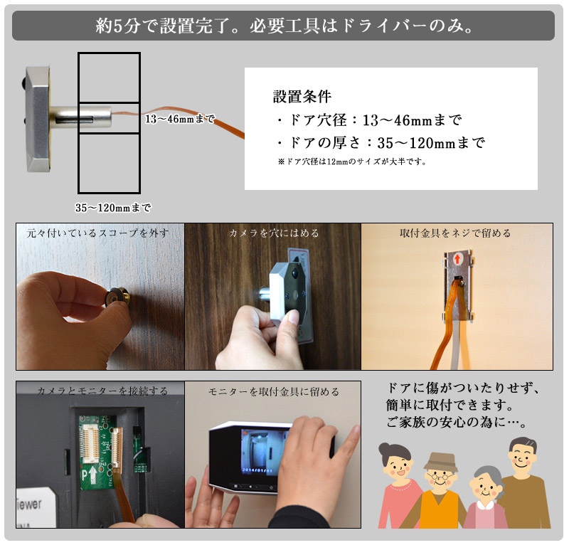 サンコー 【自分で取り付けできる「玄関前自動録画ドアスコープカメラ」】販売ページ