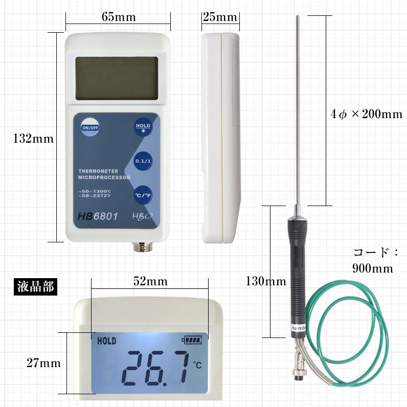 極細温度センサー(K熱電対) φ0.25mm 100mm オメガコネクタ 1-4223-01