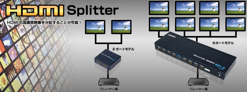 1×2 HDMI Splitter 液晶テレビ,,モニタ,HDMI,,入力,,出力,,分配