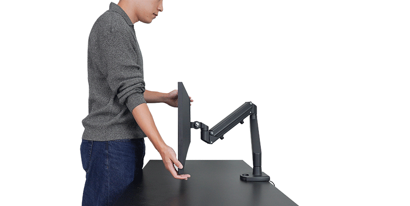 ガスショック式でスムーズに動かせるモニターアーム