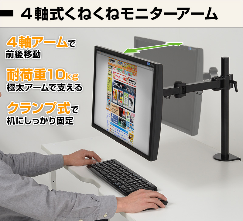 4軸式くねくねモニターアーム-サンコー株式会社 事業者向けネット仕入れ・卸サイト