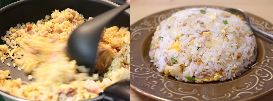 べちゃべちゃしがちなチャーハン、ピラフなどもおいしくいただけます。
