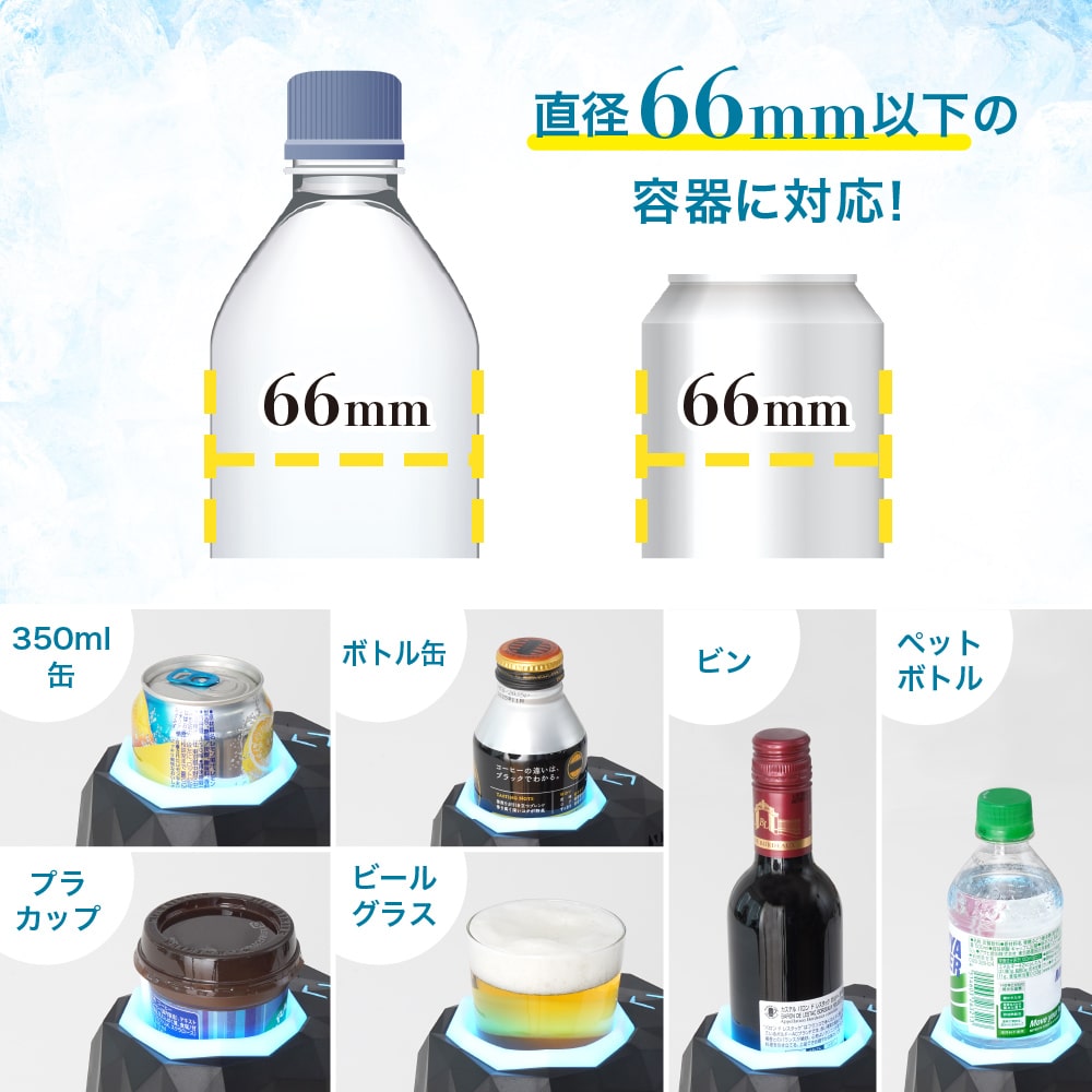 直径66mm以下の容器に対応