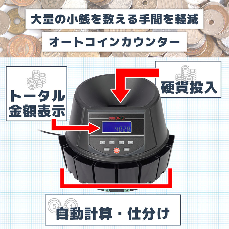 コインカウンター 自動 高速 家庭用 事務用 黒 コインカウンター 黒 自動 高速 家庭用 事務用 : ニックナック