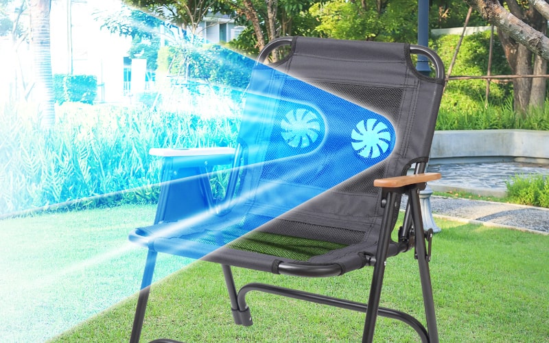 ツインファンで蒸れずに快適「セナクール アウトドアチェア」