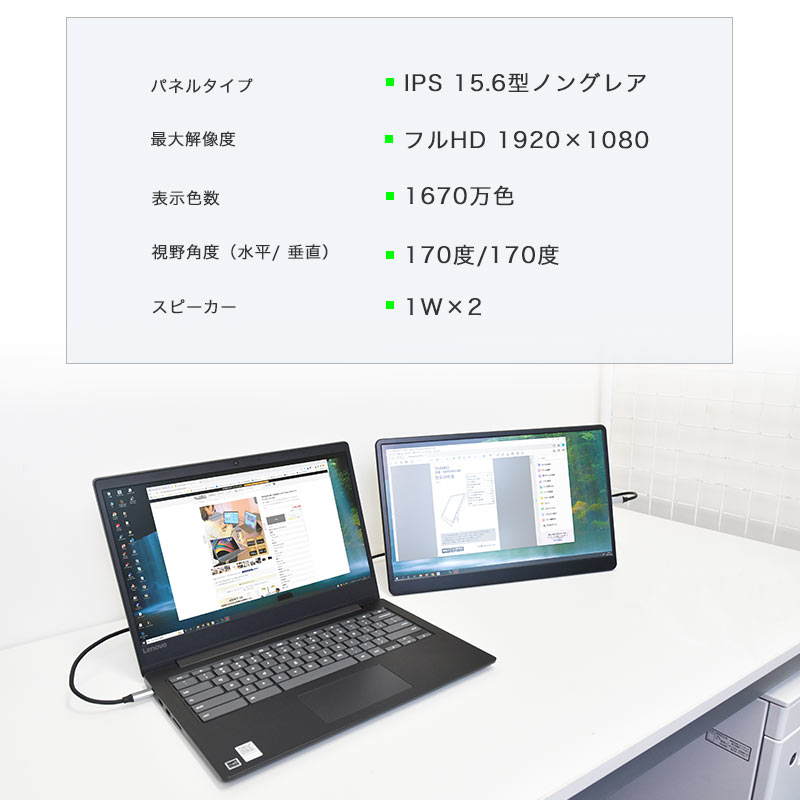 STRENTER モバイルモニター 15.6インチ フルHD USB TypeCの+