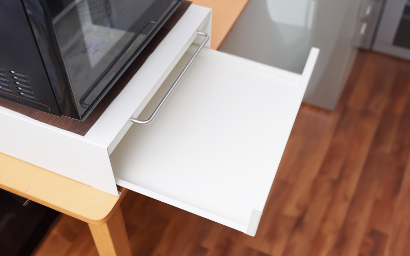 組み立て不要「レンジ下スライドテーブル＆収納ラック」
