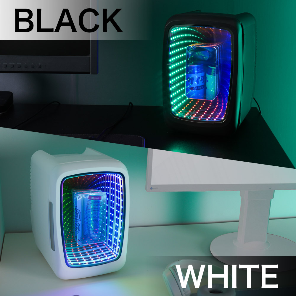 超✖∞∞∞スーパーリピーターのニコさん専用 PYZONE : インフィニティミラー卓上冷蔵庫4L(ブラック/ホワイト