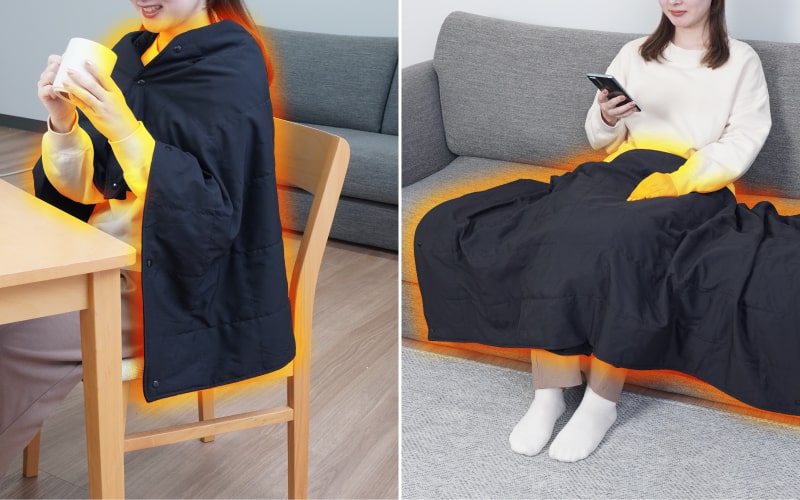 USBヒーター内蔵腰巻ブランケット「ほかまる」