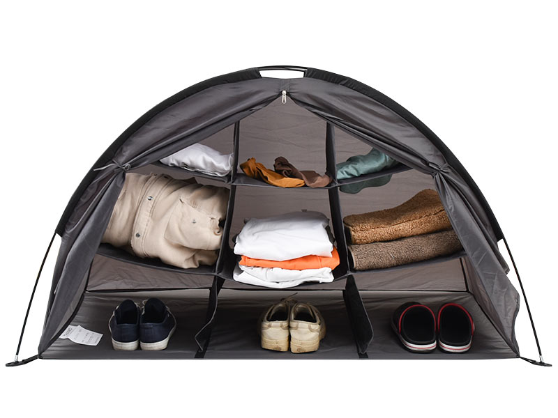 アウトドアでスッキリ収納「折りたたみテントラック」