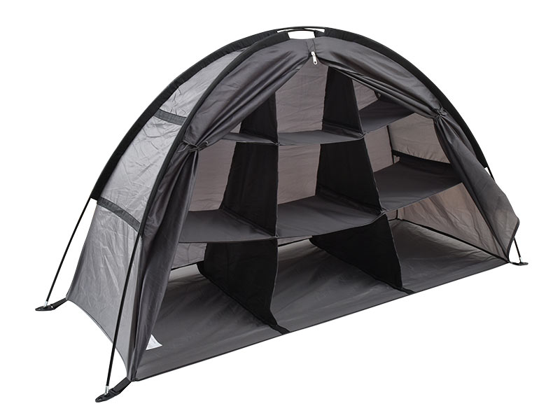 アウトドアでスッキリ収納「折りたたみテントラック」