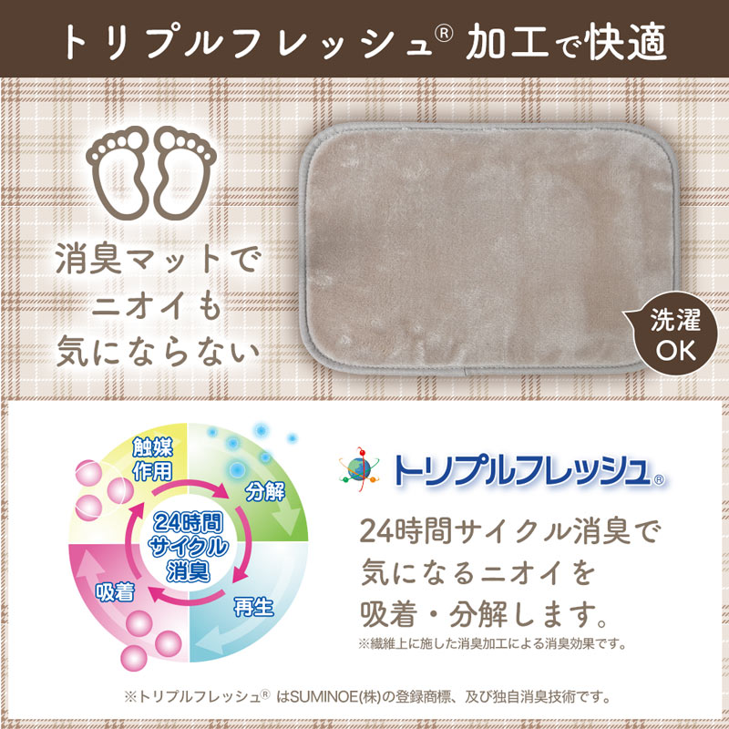 足のニオイが気にならない消臭マット付き