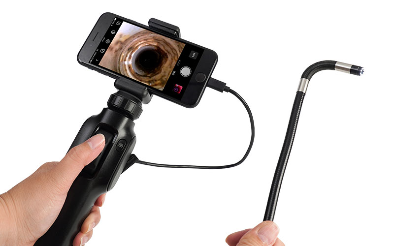 スマホで使用出来る2カメラ工業用内視鏡