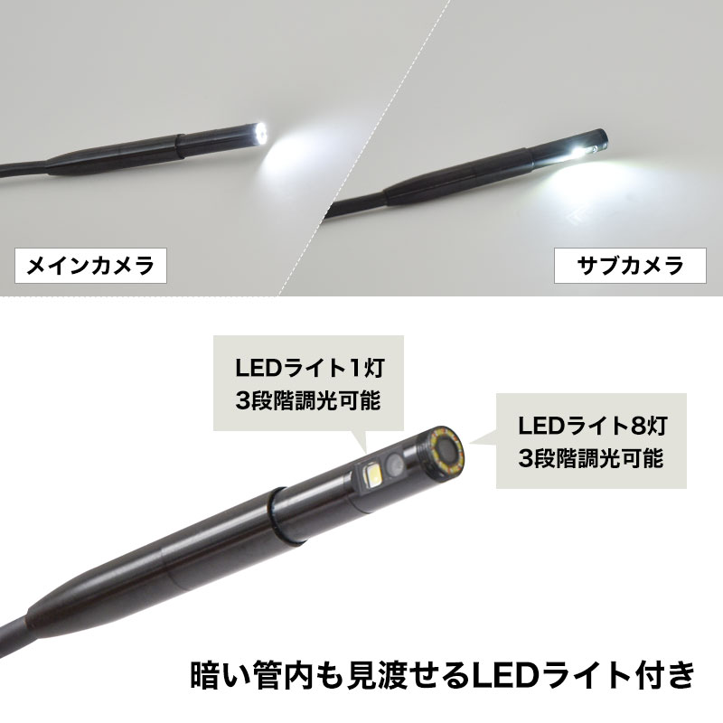 LEDライト8灯+1灯搭載