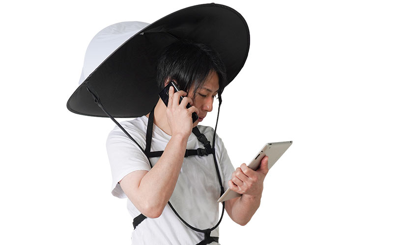 超コンパクト収納　折りたたみ式ハンズフリー日傘
