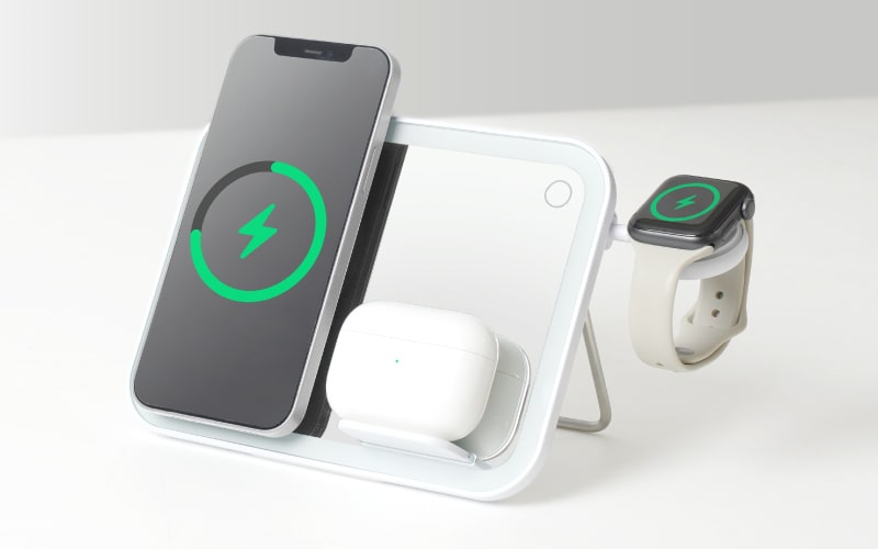 LEDミラー付き「3in1ワイヤレスチャージャー」 | 【公式